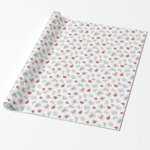 Papel De Presente teste padrão com pássaros dos desenhos animados