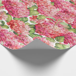 Papel De Presente Teste padrão cor-de-rosa coral floral do Hydrangea