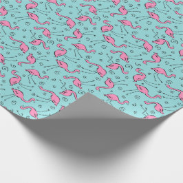 Papel De Presente Teste padrão cor-de-rosa dos flamingos