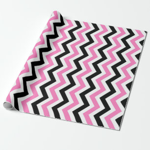 Papel De Presente Teste padrão cor-de-rosa e preto da viga