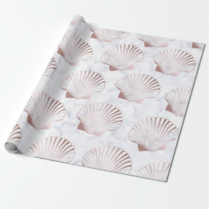Papel De Presente Teste padrão cor-de-rosa feminino do seashell do