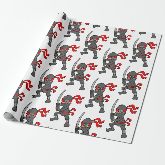 Papel De Presente Teste padrão customizável de Ninja (Desenrolado)