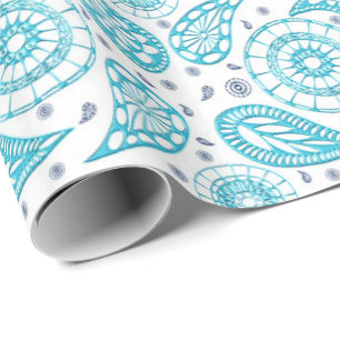 Papel De Presente Teste padrão da cerceta de Paisley