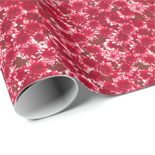 Papel De Presente Teste padrão da dália, obscuridade - vermelho e