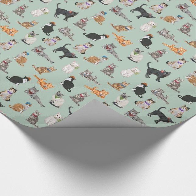Papel De Presente Teste padrão Dapper bonito do gato dos gatinhos (Ponta)