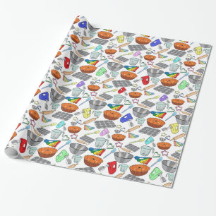Papel De Presente Teste padrão das ilustrações do cozimento do
