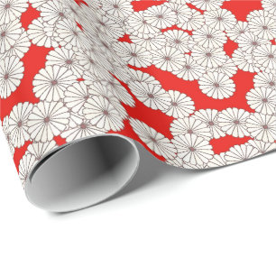 Papel De Presente Teste padrão de flor do art deco - branco no