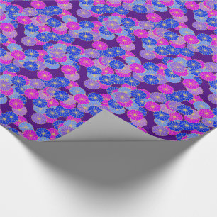 Papel De Presente Teste padrão de flor do art deco - violeta, azul 
