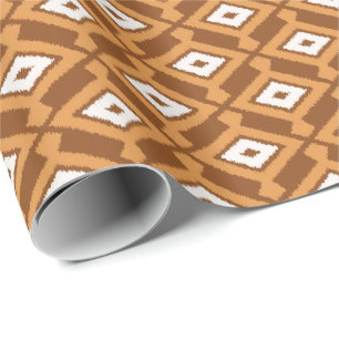 Papel De Presente Teste padrão de Ikat - Brown, oxidação e creme
