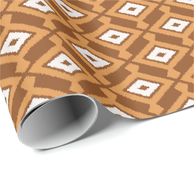 Papel De Presente Teste padrão de Ikat - Brown, oxidação e creme (Ponta do rolo)