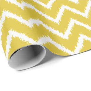Papel De Presente Teste padrão de Ikat Chevron - amarelo e branco d