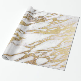 Papel De Presente Teste padrão de mármore branco e Dourado elegante