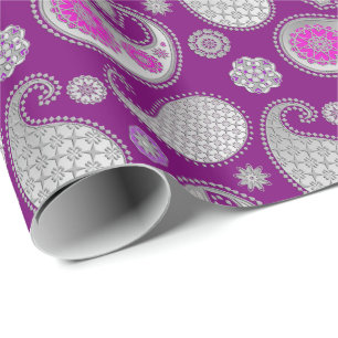 Papel De Presente Teste padrão de Paisley, roxo das cinzas de