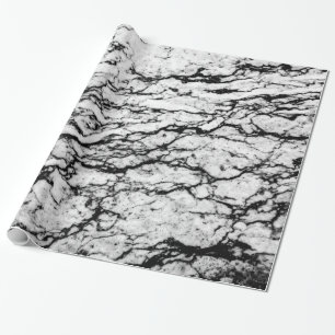 Papel De Presente Teste padrão de pedra de mármore preto e branco