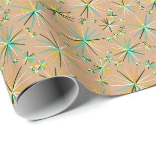 Papel De Presente Teste padrão de Sputnik do meio século, Taupe Ta