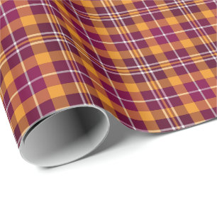 Papel De Presente Teste padrão desportivo marrom e alaranjado da