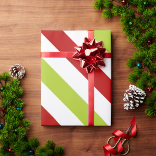 Papel De Presente Teste padrão diagonal largo vermelho e verde das