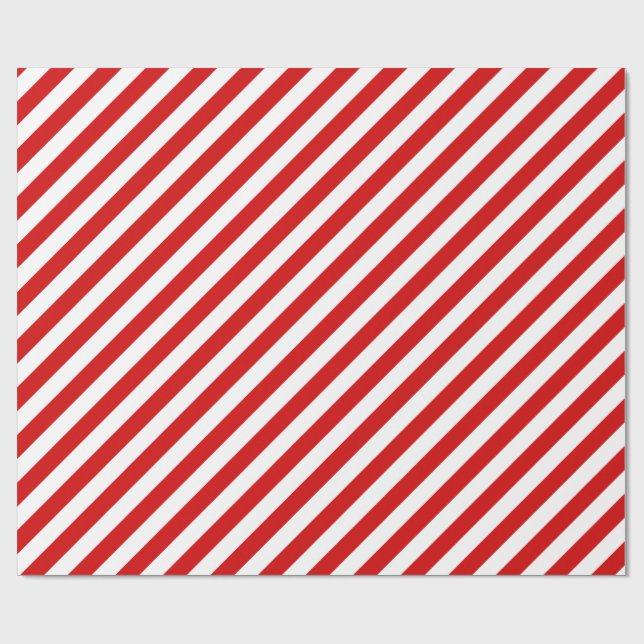 Papel De Presente Teste padrão diagonal vermelho e branco das (Aberto)