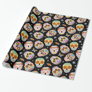 Papel De Presente Teste padrão do crânio do açúcar