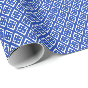 Papel De Presente Teste padrão do diamante - azuis cobaltos e branc