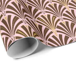 Papel De Presente Teste padrão do fã do art deco - chocolate no ro