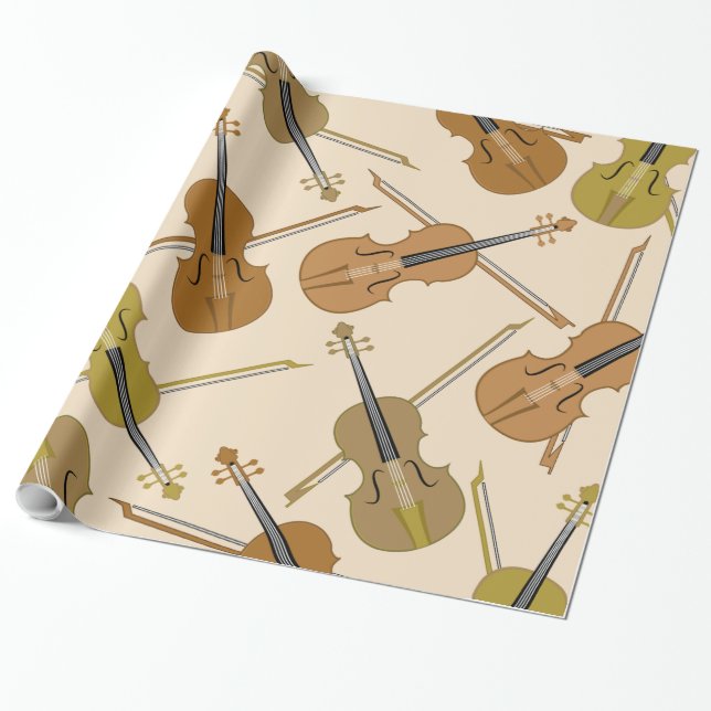 Papel De Presente Teste padrão do impressão do violino (Desenrolado)