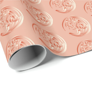 Papel De Presente Teste padrão do lírio do art deco - laranja cora