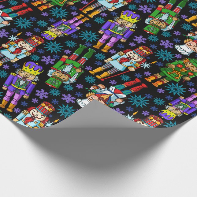 Papel De Presente Teste padrão do Natal com Nutcracker e flocos de (Ponta)