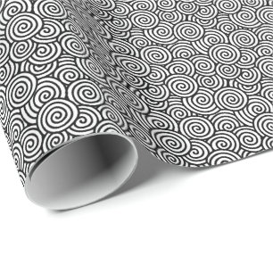 Papel De Presente Teste padrão do redemoinho do japonês - branco e