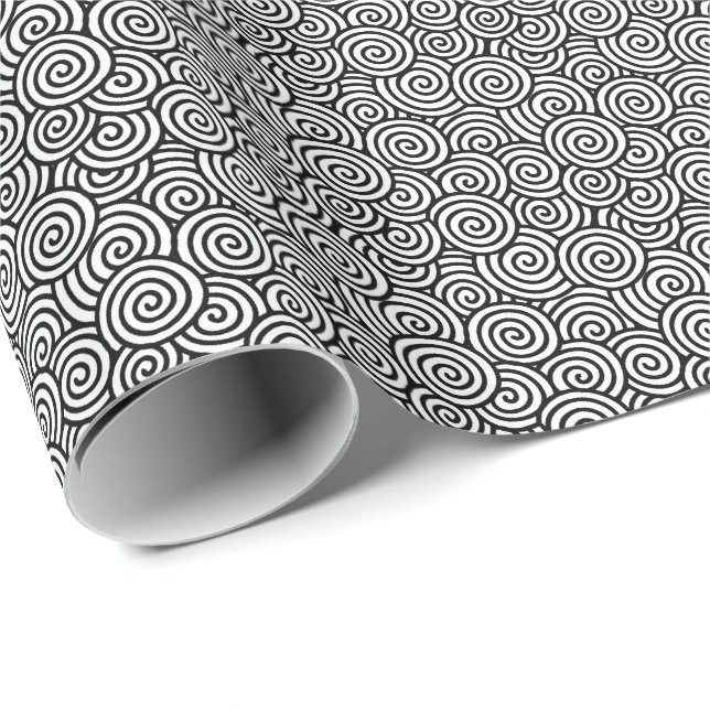 Papel De Presente Teste padrão do redemoinho do japonês - branco e (Ponta do rolo)