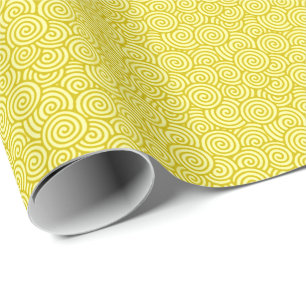 Papel De Presente Teste padrão do redemoinho do japonês - mostarda