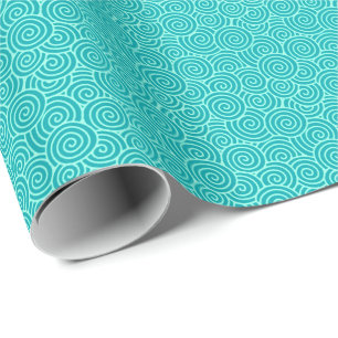 Papel De Presente Teste padrão do redemoinho do japonês - turquesa