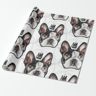 Papel De Presente Teste padrão do rei Boston Terrier