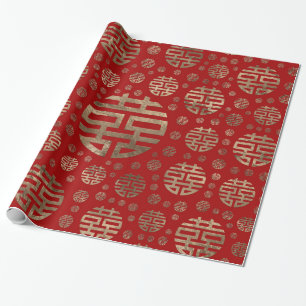 Papel De Presente Teste padrão dobro do símbolo da felicidade - ou