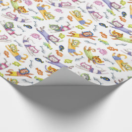 Papel De Presente Teste padrão dos gatos do mergulho autónomo da