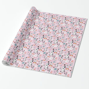 Papel De Presente teste padrão dos gatos e das flores