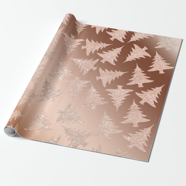 Papel De Presente Teste padrão Dourado de cobre elegante da árvore (Desenrolado)