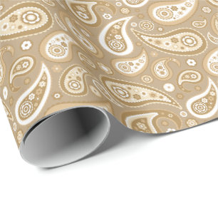 Papel De Presente Teste padrão dourado retro de Brown Paisley