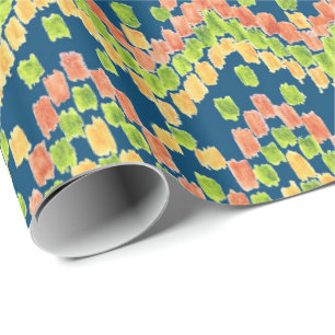Papel De Presente Teste padrão étnico colorido de Ikat no azul