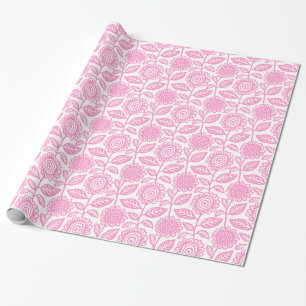 Papel De Presente Teste padrão floral 280313 - rosa no branco