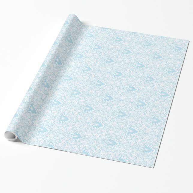 Papel De Presente Teste padrão floral azul e branco Pastel (Desenrolado)