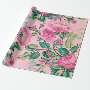 Papel De Presente Teste padrão floral cor-de-rosa chique elegante