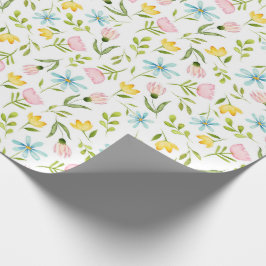 Papel De Presente Teste padrão floral do primavera da aguarela