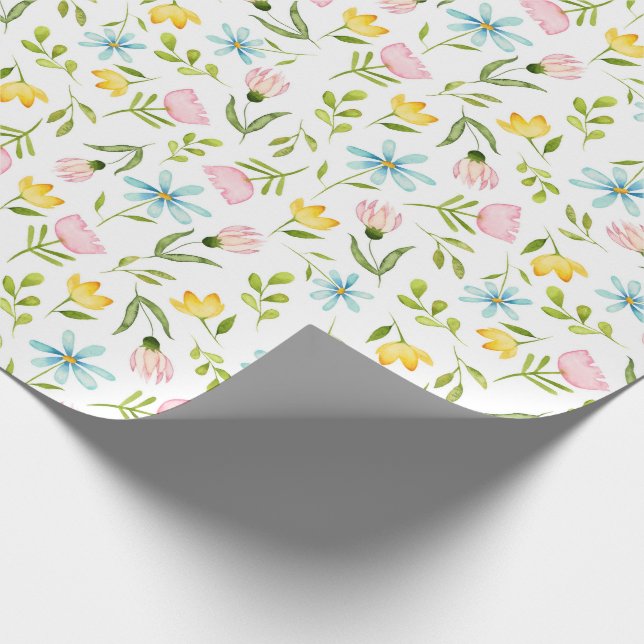 Papel De Presente Teste padrão floral do primavera da aguarela (Ponta)