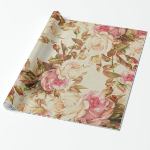 Papel De Presente Teste padrão floral dos rosas marrons brancos