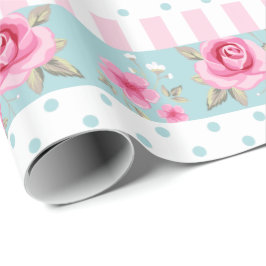 Papel De Presente Teste padrão floral romântico dos rosas do rosa &