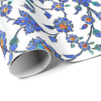 Teste padrão floral turco azul Handmade antigo dos