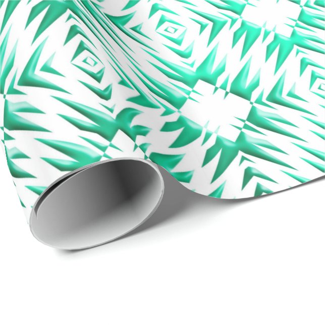 Papel De Presente Teste padrão geométrico abstrato da cerceta (Ponta do rolo)