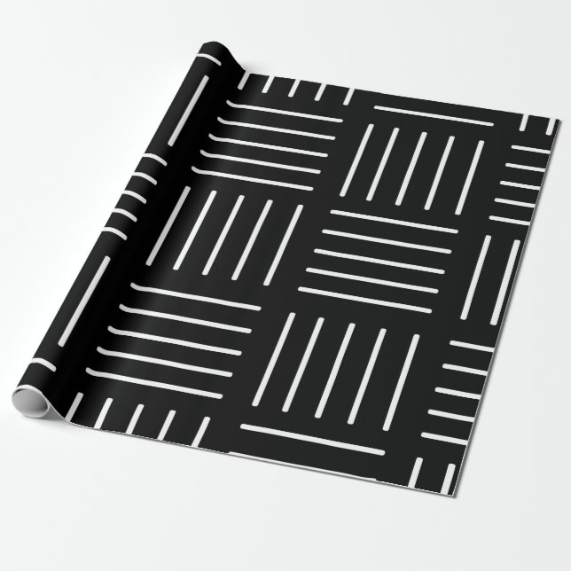 Papel De Presente Teste padrão geométrico abstrato - preto e branco. (Desenrolado)