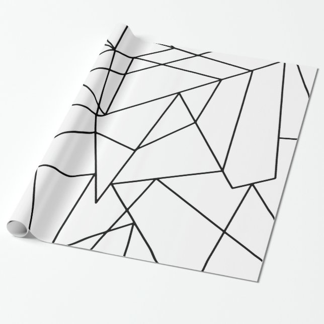 Papel De Presente Teste padrão geométrico preto e branco moderno (Desenrolado)